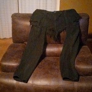 Black distressed shorts with chaps